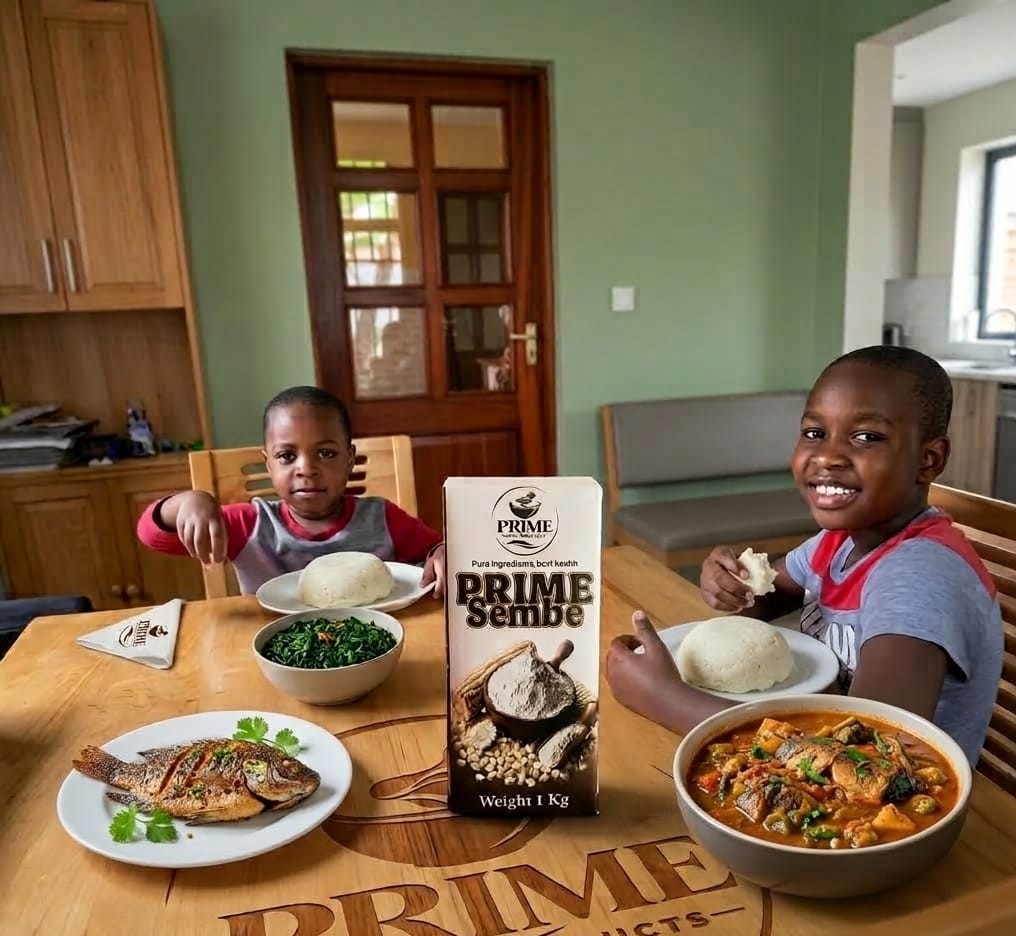 Children enjoying a Tanzanian family meal